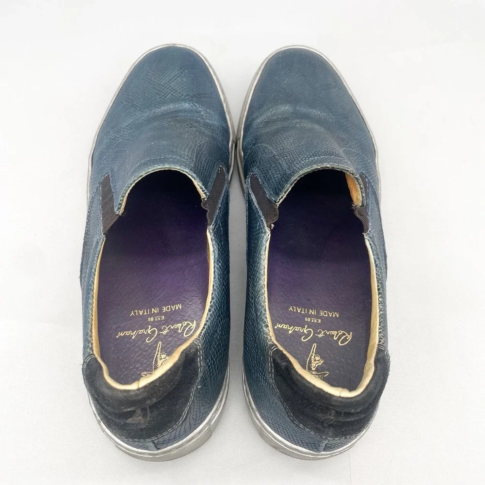 Robert‎ Graham Mens 44 11 Rolo Slip On Sneakers Shoes Blue Snake Leather Casual